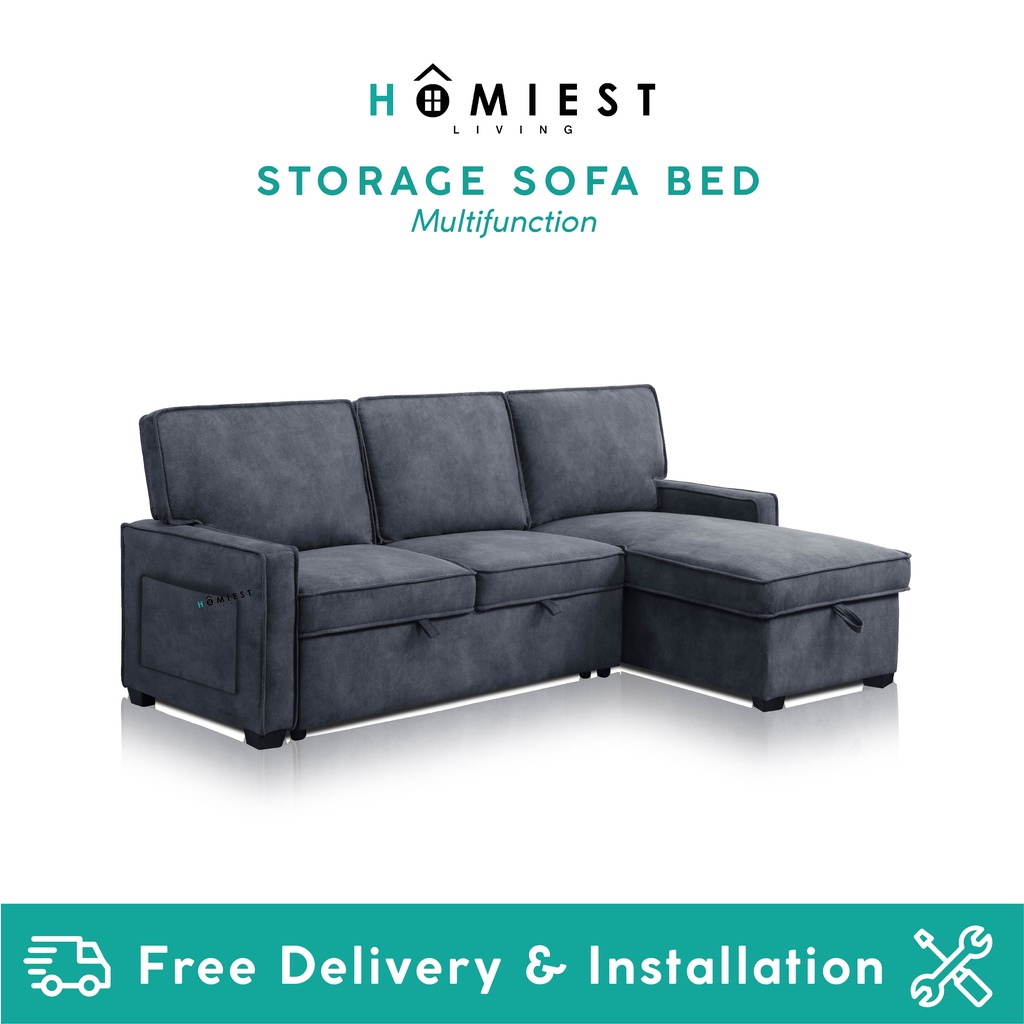 [HOMIEST] LANA Multifunctional Storage Sofa Bed with Pull out Trundle