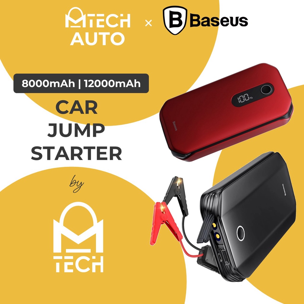 MTech Power BASEUS Car Jump Starter Super Energy Pro 8000mAh 12000mAh 800A  1000A Powerbank 12V 5V 3A Power Bank Charger