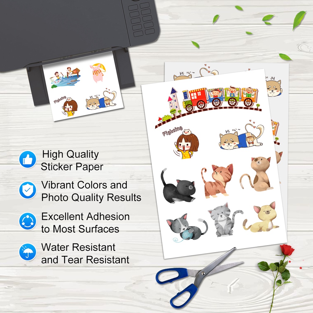 【Glossy Photo Sticker】A-SUB Sticker for Inkjet Printer A4 20pcs DIY ...