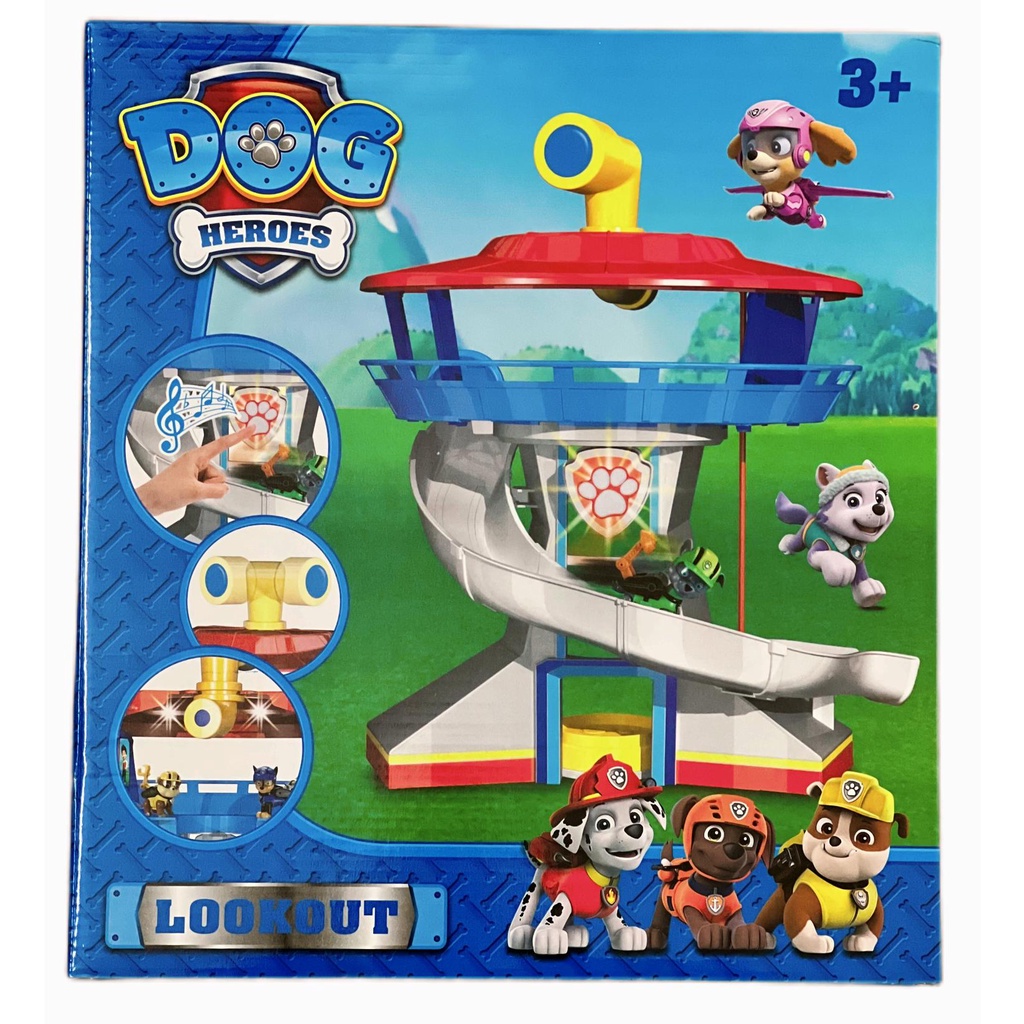 Paw Patrol Look out Watchtower with 6 Cars Set Rescue Bus Toy Dog Big ...