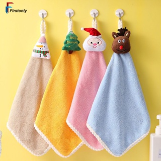 Kitchen Hanging Towel Hand Hanging Towels with Hanging Loop Absorbent Coral  Fleece Bathroom Hand Towel Soft Thick Dish Cloth Dry Towel Christmas