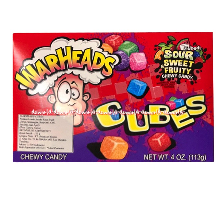 Warheads Cubes 113gr Chewy Candy Sour Sweet Fruity Candy Assorted