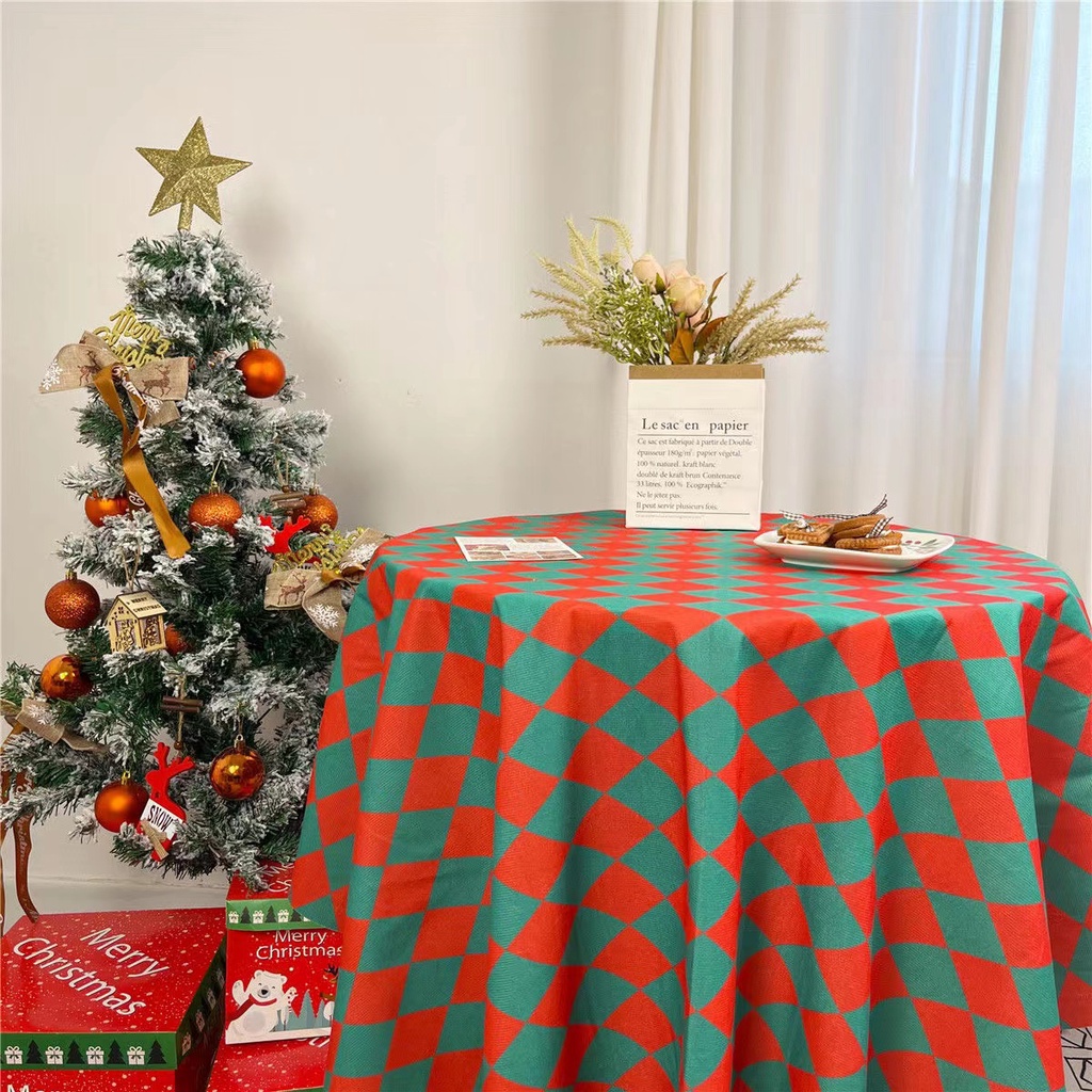 Christmas Tablecloths Home Decor Table Cloth Vintage Plaid Table Cover