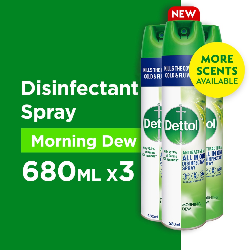 [Bundle of 3] Dettol Disinfectant Spray Morning Dew/ Crisp Breeze 680ml