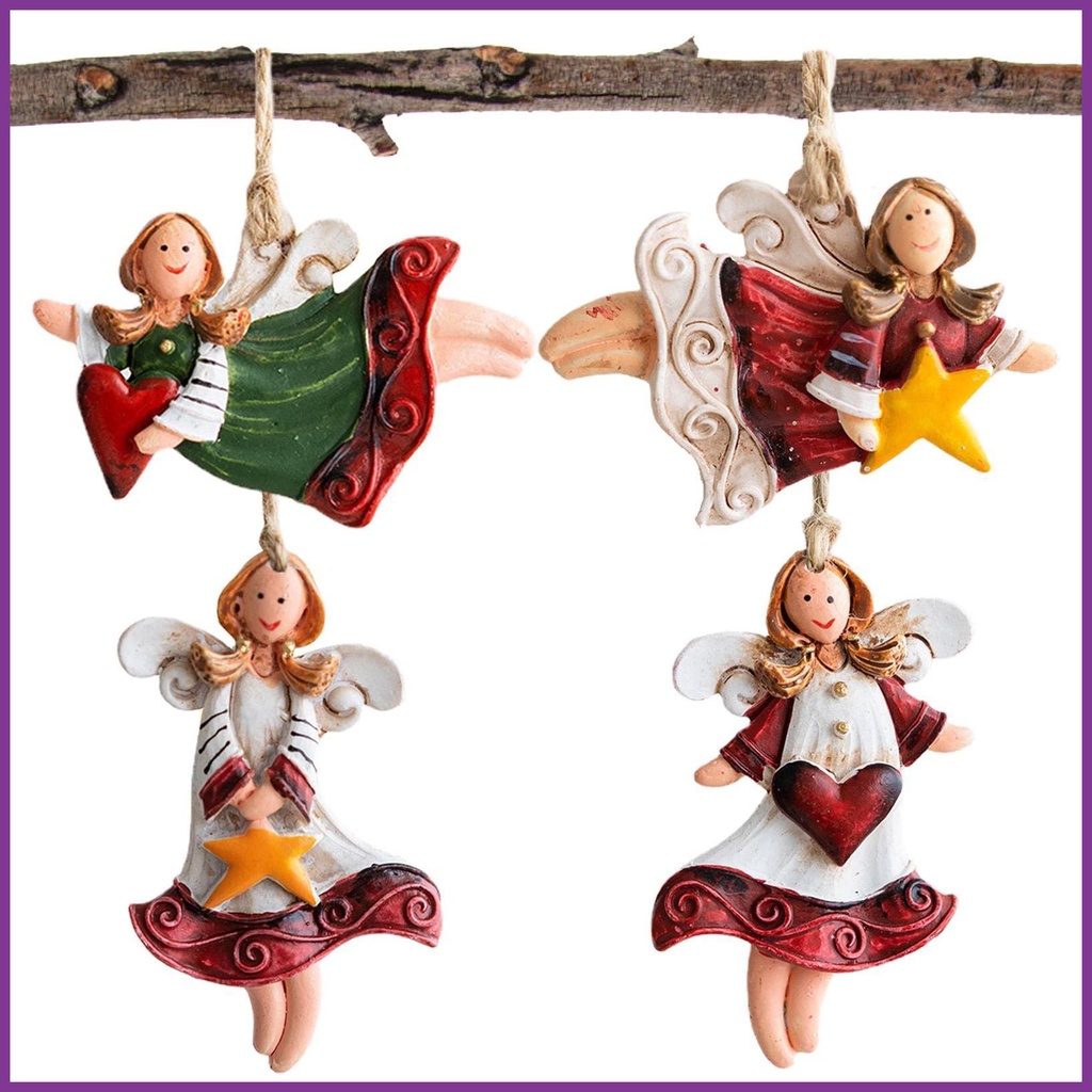 Christmas Angel Tree Ornaments 4pcs/Set Christmas Tree Resin Figurine