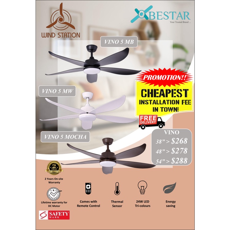 [FREE DELIVERY] BESTAR VINO 48inch/54inch DC Motor Smart WIFI Ceiling ...
