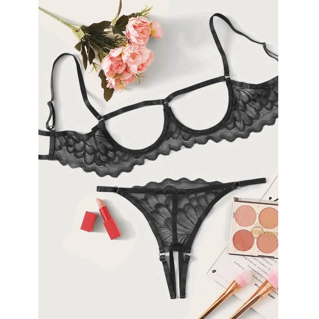 Open Cups Bra Set Lace Sexy Erotic Lingerie Women Underwear Porn Dress  Exposed Open Bra With Open Crotch Panties Brief Sets | Shopee Singapore