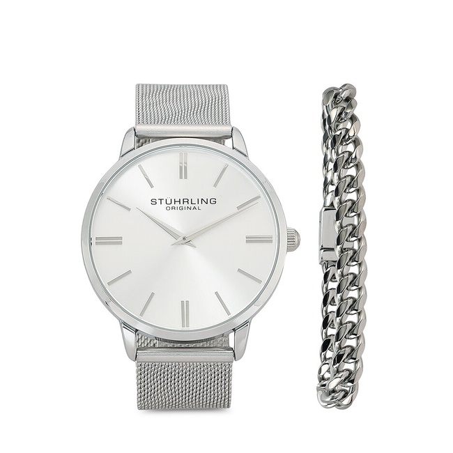 Watch and bracelet 2025 set silver