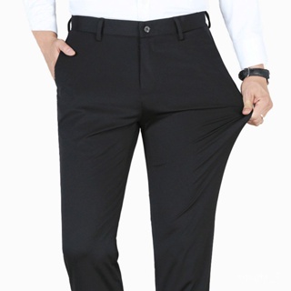 Size 28-40 Men's Formal Pants Office Slim Fit Black Long Trousers