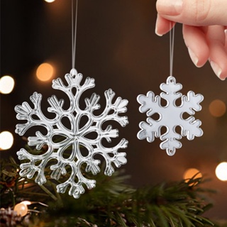 10Pcs Christmas Snowflake Ornaments Decorations,Crystal Ornaments Set for  Christmas Tree Decor Winter Wonderland Birthday New Year Party Supplies 