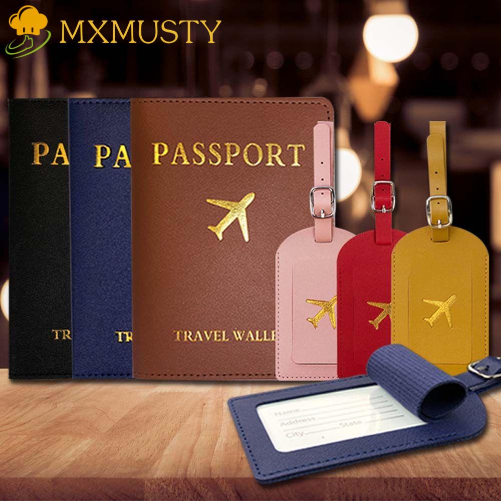 MXMUSTY Passport Cover Airplane Check-in PU Leather Handbag Label ...