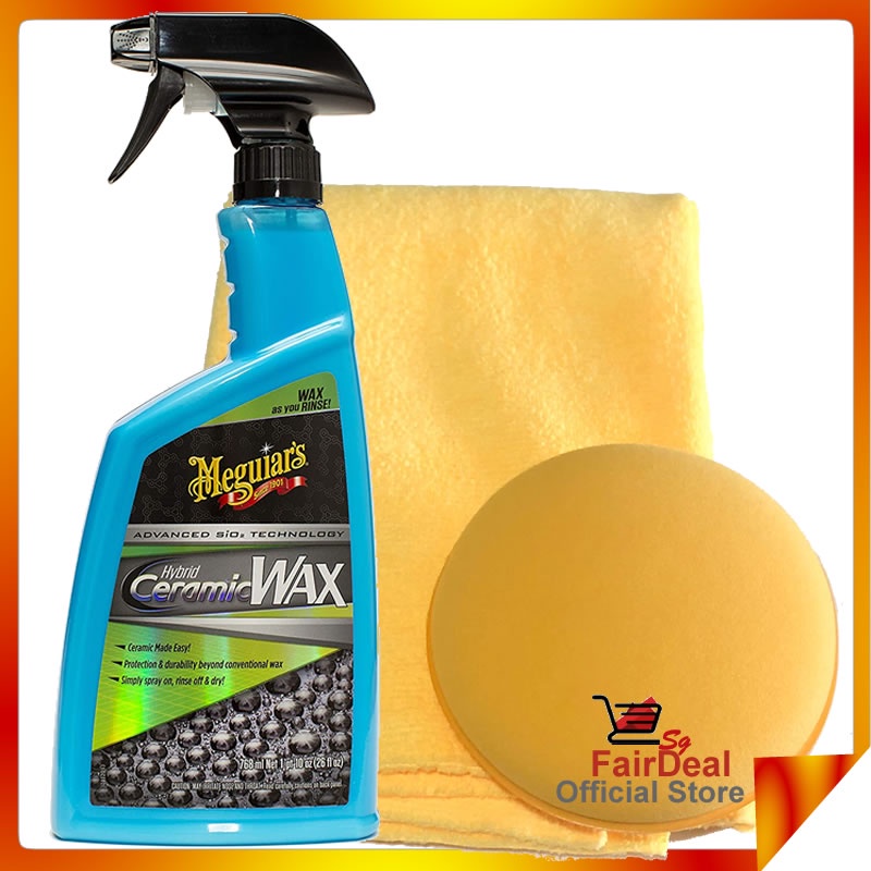 Meguiar's G190526 Hybrid Ceramic Wax, 26 oz, applicator and Edgeless Microfiber Towel