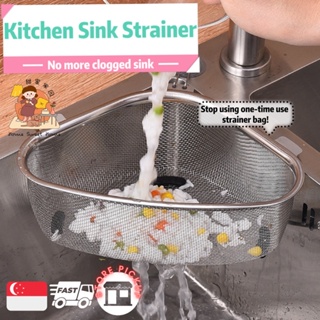 Sink Filter Drain Rack Stainless Steel Kitchen Sink Filter Mesh Bag Stand  Waste Garbage Net Shelf Sink Corner Mesh Strainer