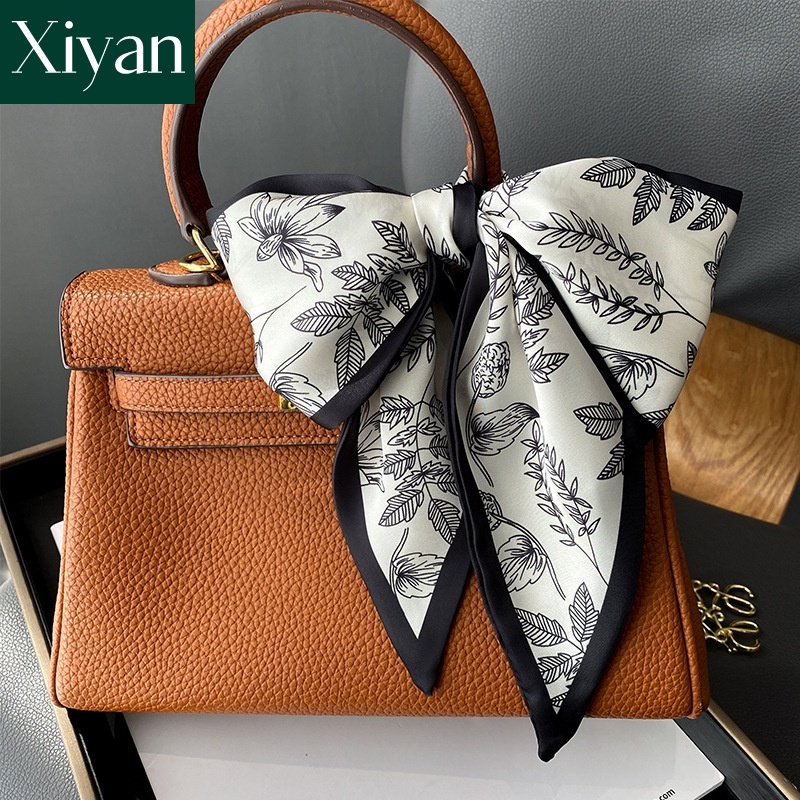 【ready stock】new fashion women printed silk scarf bag scarf 100cm long