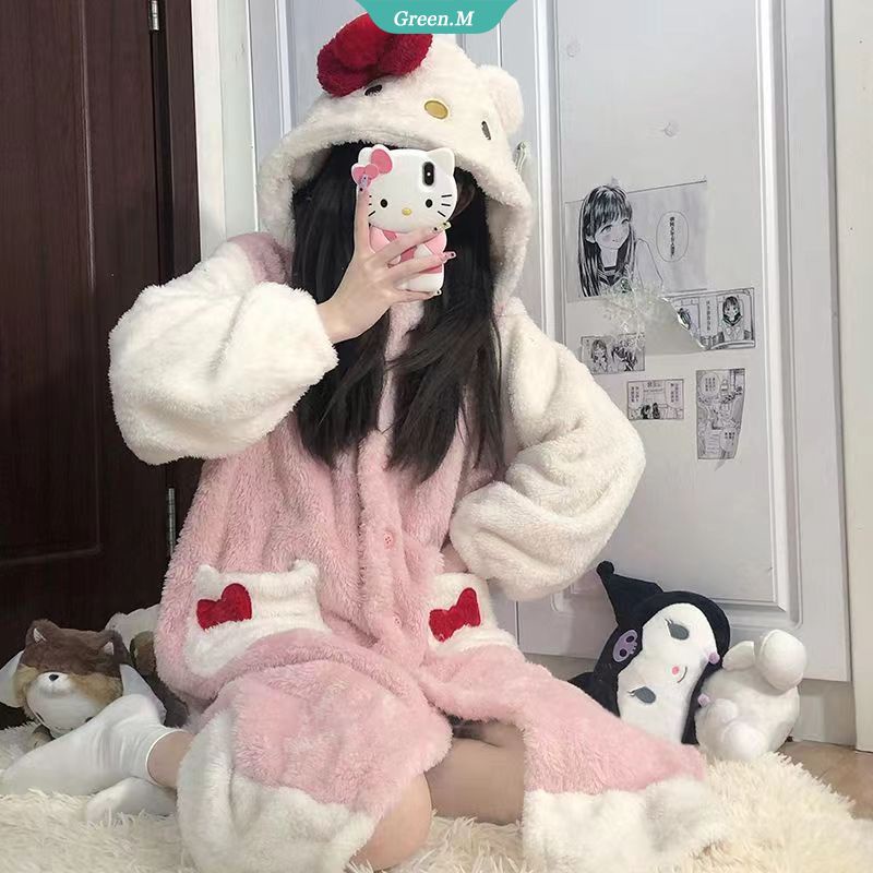 Kawaii Winter Sanrio Hello Kitty My Melody Kuromi Robes Cartoon Ins ...