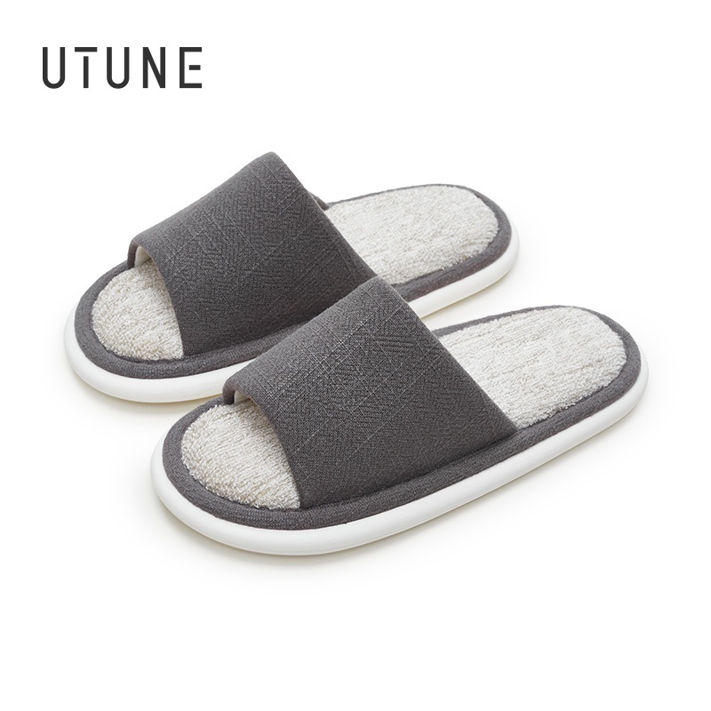 UTUNE Women Indoor Line Slippers Open Toes Towel Upper Men Home