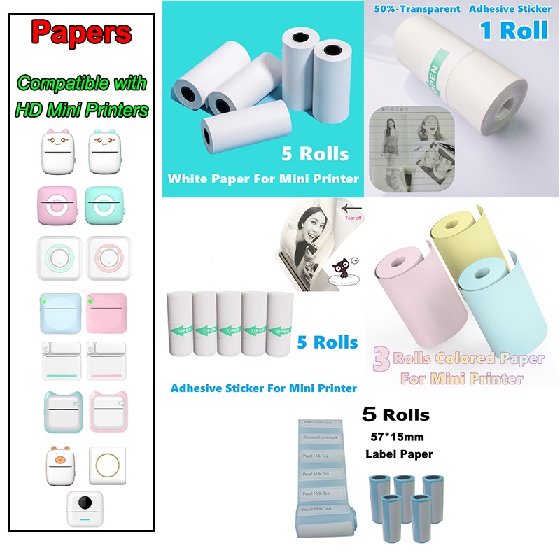 Photo Paper for HD Mini Printers Semi-Transparent Thermal Self-Adhesive ...