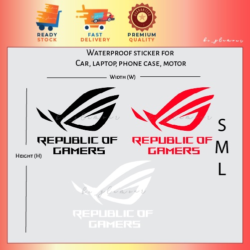 ROG republic of gamer car sticker reflective asus gaming stiker Kereta ...