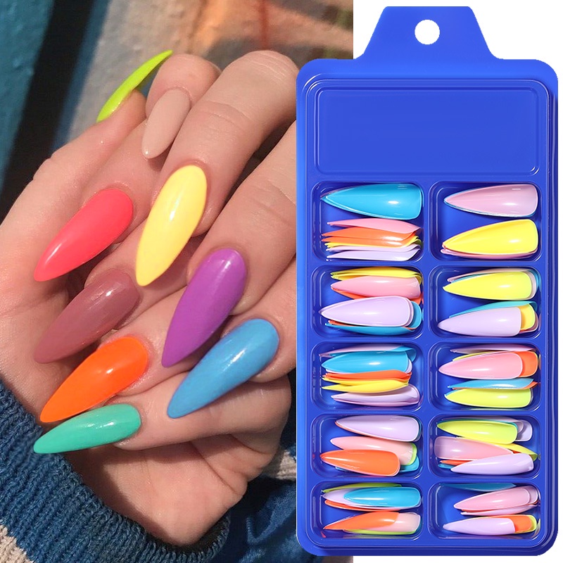 Long Coffin Fake Nails Tips candy gel Full Cover Ballerina Acrylic Fake Nail Tips DIY Beauty