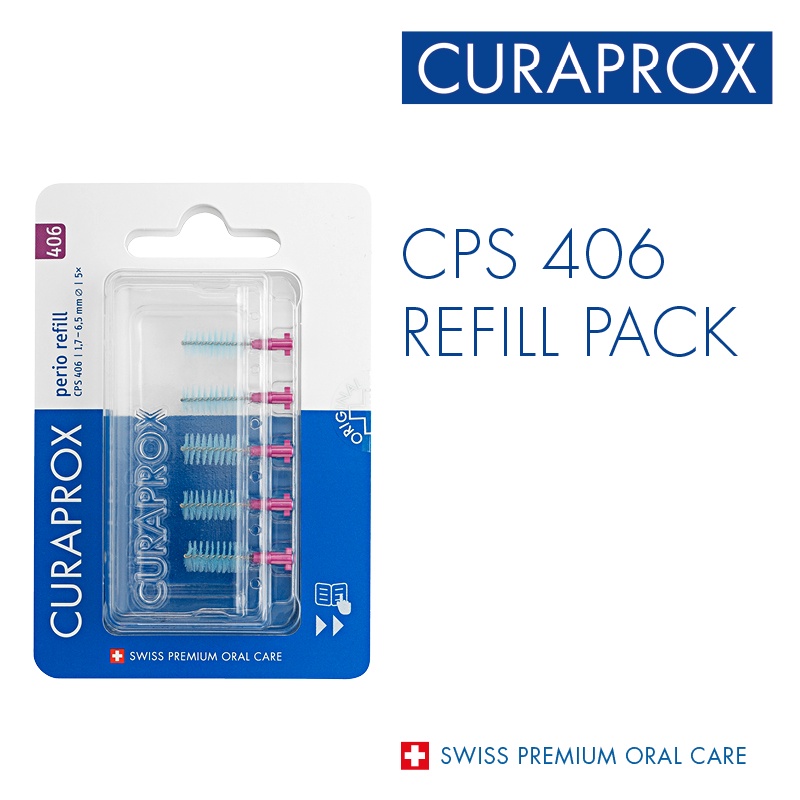 Curaprox CPS 406 Perio Interdental Brush Refills, Fuschia, 5 Pcs