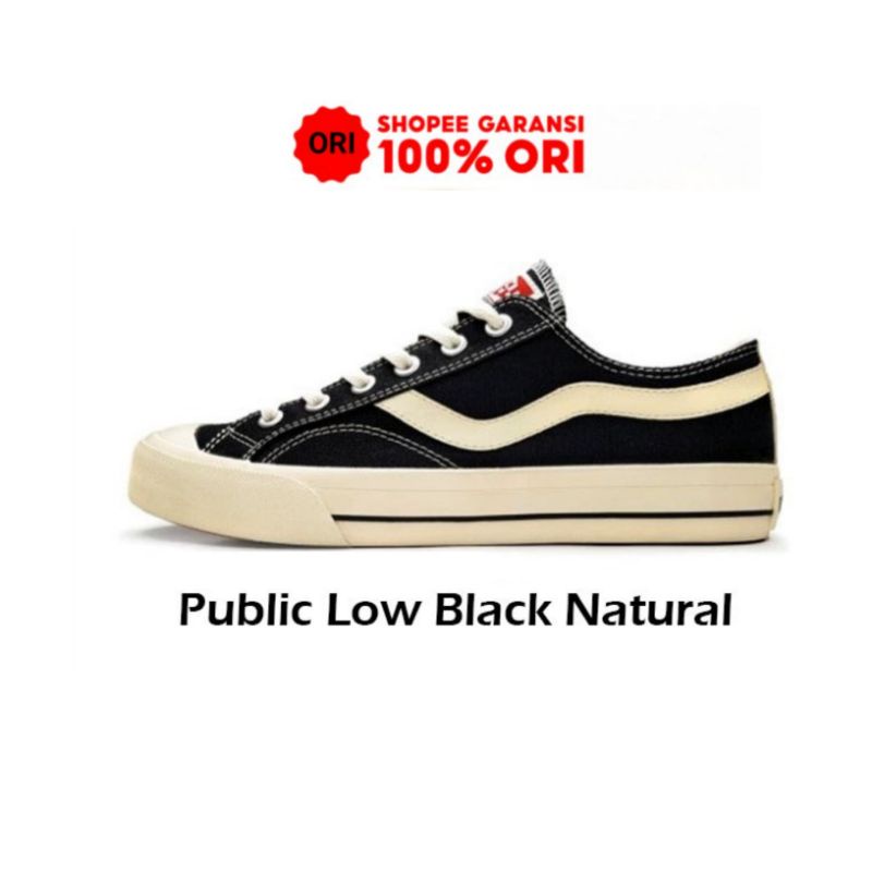 Sepatu Ventela Public Low Black Natural Original Jaminan Uang Kembali