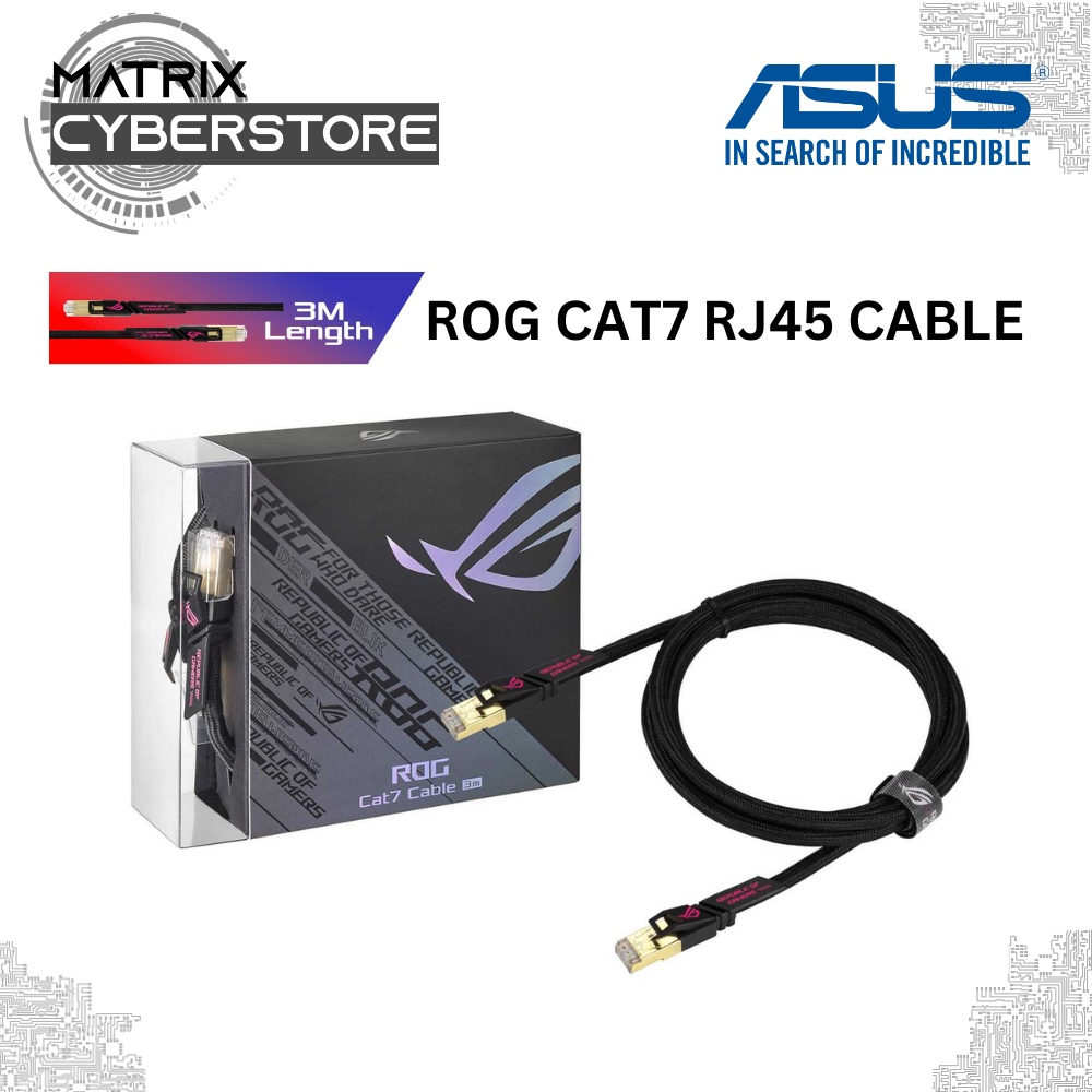 ASUS ROG 3M CAT7 RJ45 Cable - Up to 600 MHz &10GB Transfer Rates CAT 7 ...
