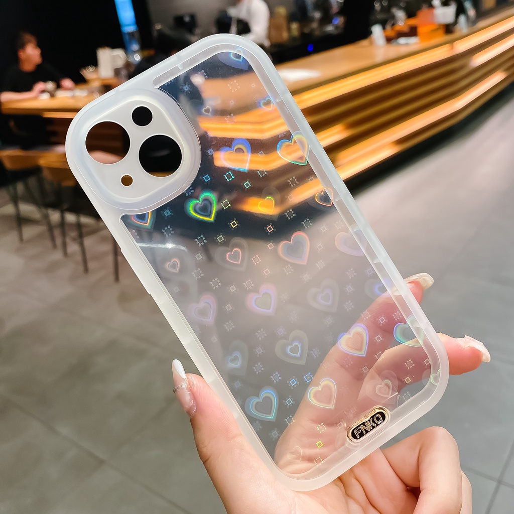 Holographic Heart Case for iphone13 12 11  XS/X XR 7Plus/8Plus laser heart cover  LOVE shockproof transparent casing