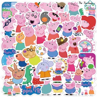 50pcs/set Peppa Pig Stickers Cute Pigs Cartoon Mobile Phone Water Cup  Notebook Suitcase Waterproof Decorative