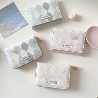 Blue Wallet Female Short 1 Korean Style Simple Female Student Small Wallet  Mini Multi-card Slot Folding Wallet