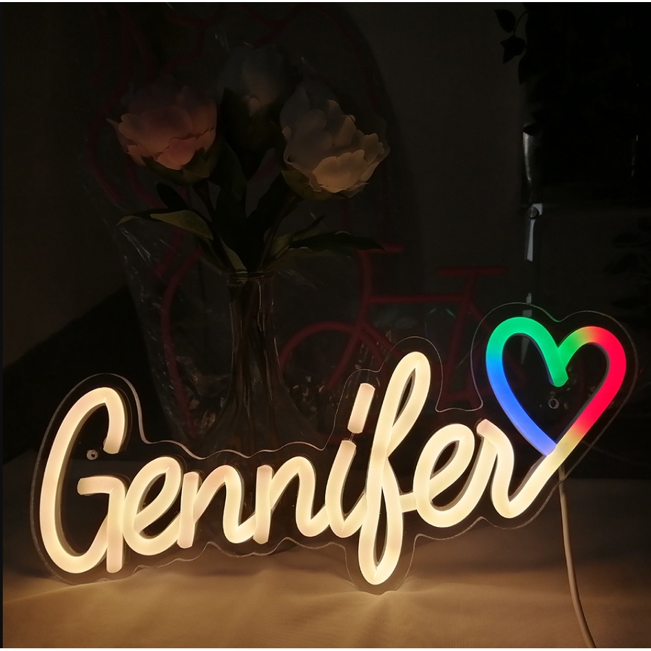 Hot Customized Neon Name, Send RGB Heart Neon USB, Room Decoration Valentine's Day, Birthday Love Gift LED Gifts LED Live cast background signboard letter sign design make to order