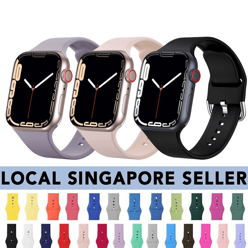 Silicone Watch Strap for Apple Watch Series 8 7 6 5 4 3 2 1 SE Ultra ...