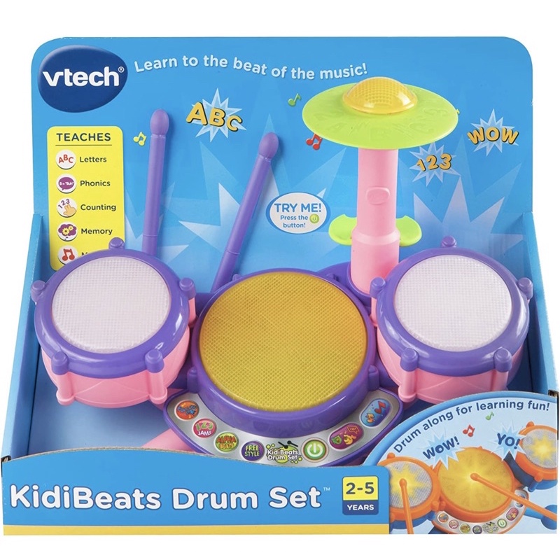 VTech KidiBeats Kids Drum Set Orange Pink Shopee Singapore