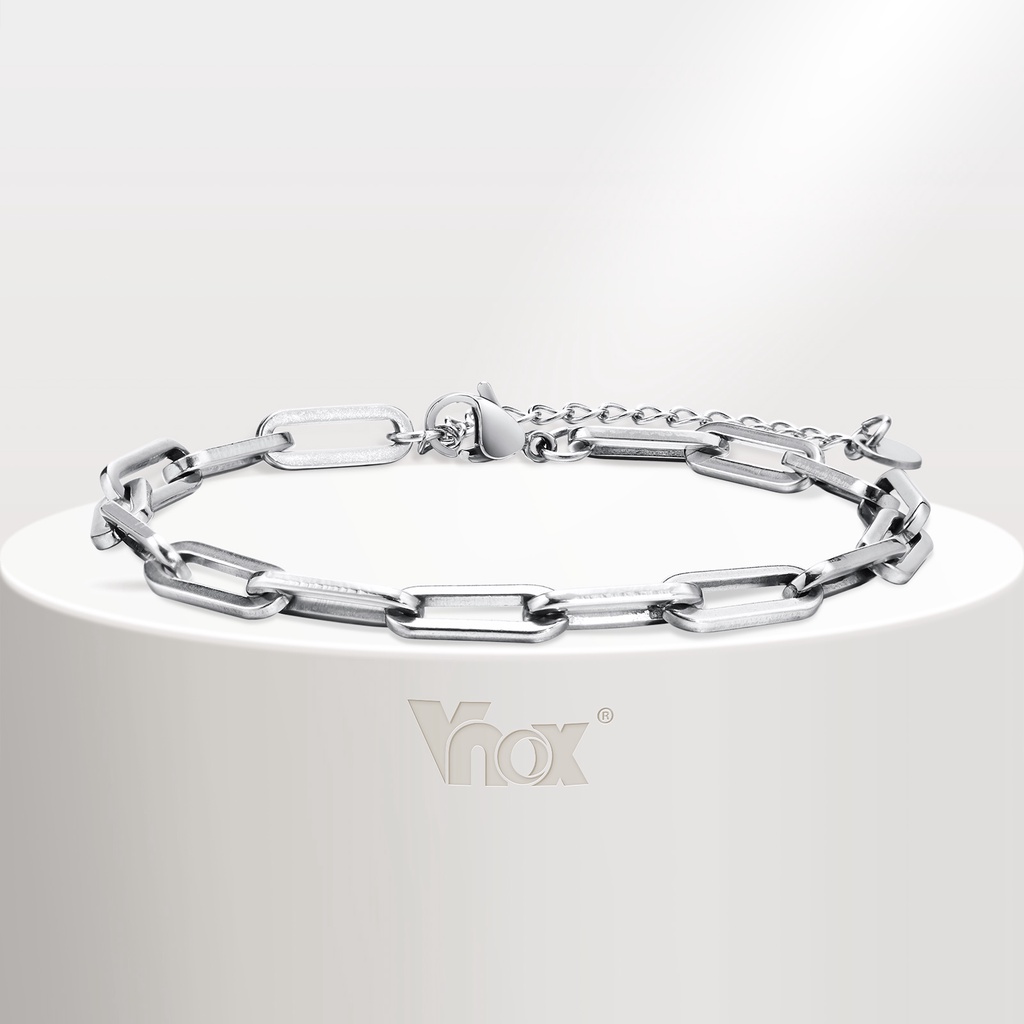 Vnox Brand fashion 5mm Paperclip Chain Bracelet for Men, Casual Stylish ...
