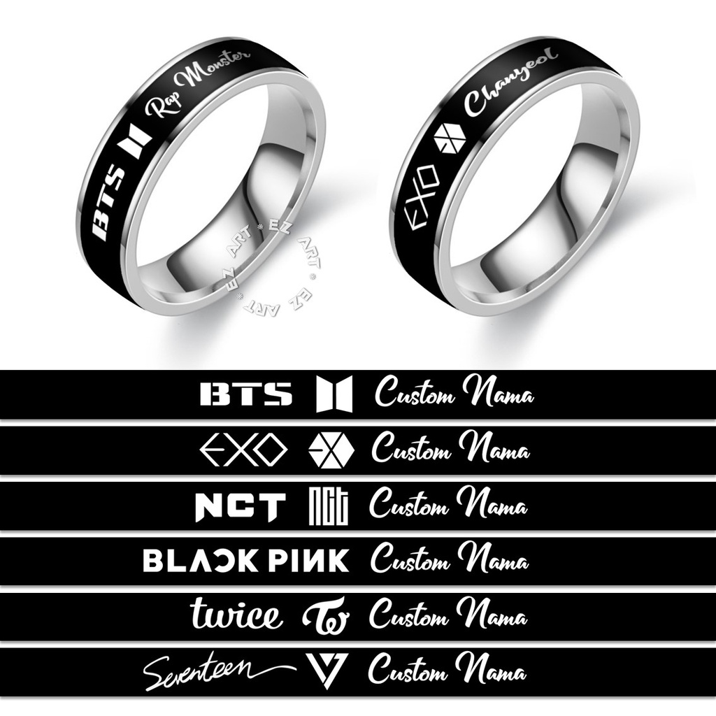 Ring CUSTOM Name Writing LOGO BAND KPOP KOREA STAINLESS STEEL STAINLESS