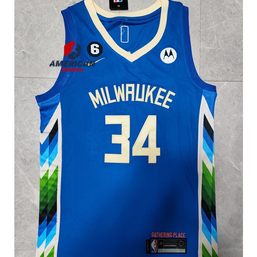 2023 Men's Milwaukee Bucks Jersey NBA 34 Giannis Antetokounmpo BLUE