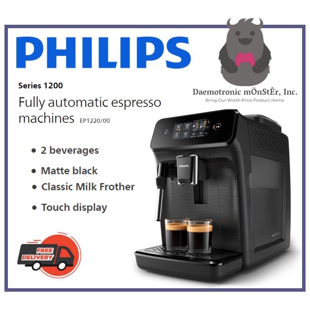  Philips 1200-Series Fully Automatic Espresso Machine w/ Milk  Frother (EP1220/04) (3 Aquaclean Bundle): Home & Kitchen