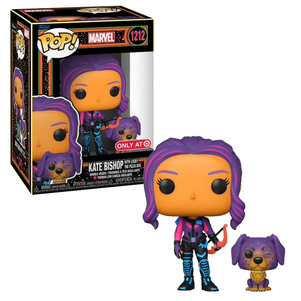 Funko Pop! Marvel: Black Light Kate Bishop with Lucky the Pizza Dog ...