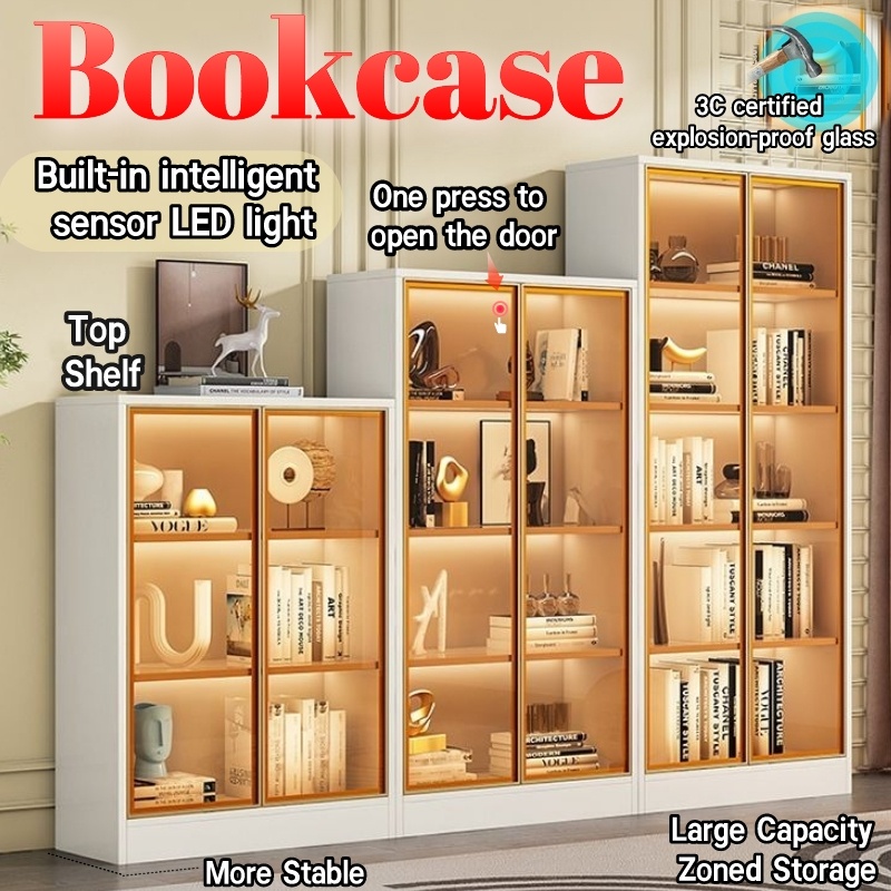【Free Shipping】Bookshelf Bookcase with door dispaly
