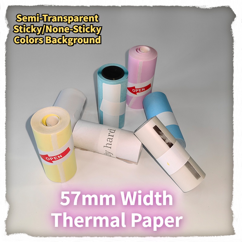 57mm Width Thermal Papers for HD Mini Printer White Adhesive Semi ...