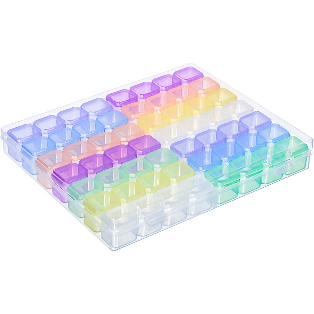 1 Pack 56 Grids Plastic Storage Boxes Jewelry Organizer Boxes Clear