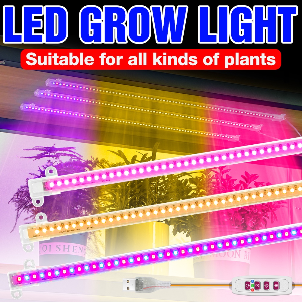 Full Spectrum LED Plant Grow Light Tube USB Dimmable Timing Indoor