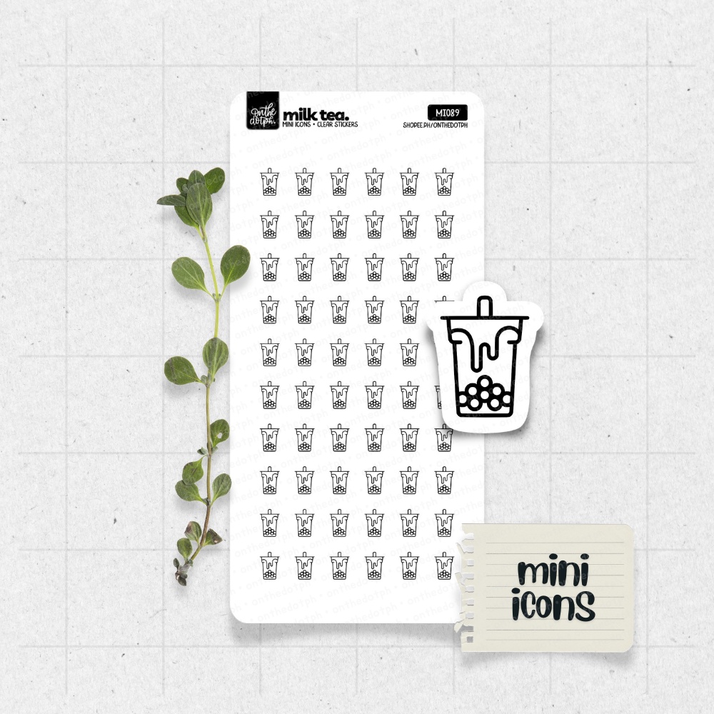 milk tea boba bubble tea transparent mini icons • functional stickers ...