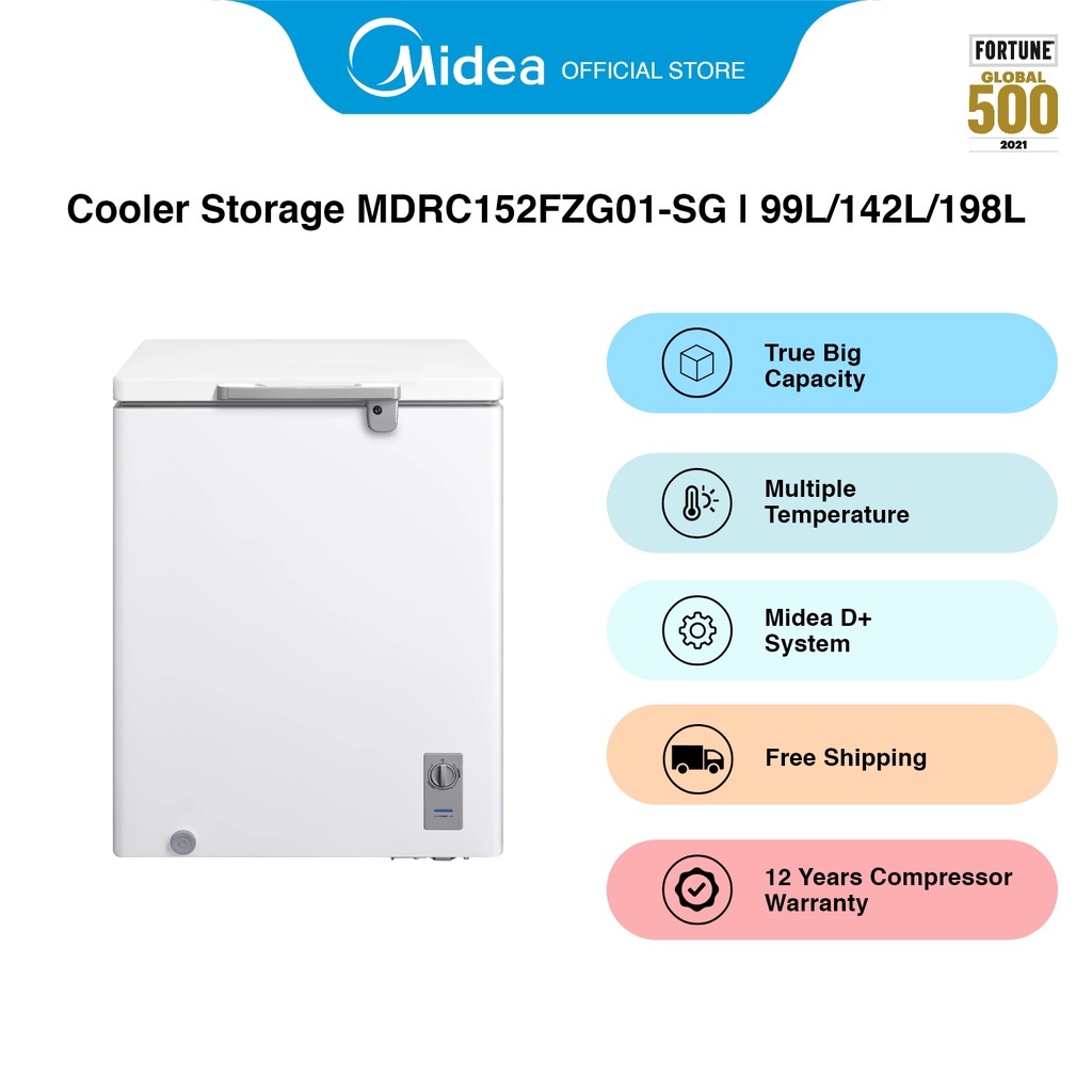 [Bulky] Midea MDRC152FZG01SG White Chest Freezer, 99L, Energy Rating