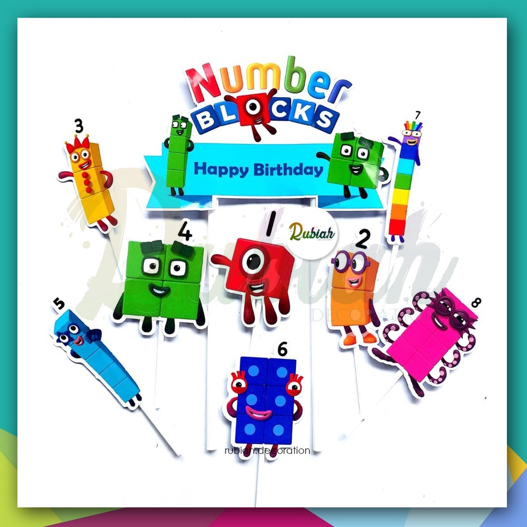 Cake Topper Numberblocks 1set/Happy Birthday Cake Decoration | Shopee ...