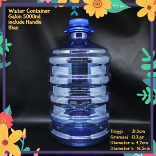 5 Liter 1.3 Gallon Blue Large Water Bottle with Handle Bpa Free