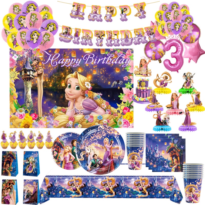 Tangled Rapunzel Princess Party Decoration Disposable Tableware Plates ...