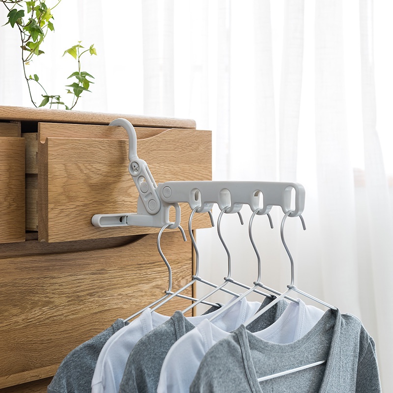 Foldable 5hole Clothes Hanger Travel Hotel Indoor Clothes Hanger