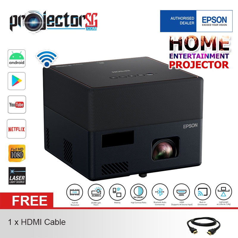 Epson EpiqVision EF12 Mini 3LCD Full HD Laser Projection TV Home