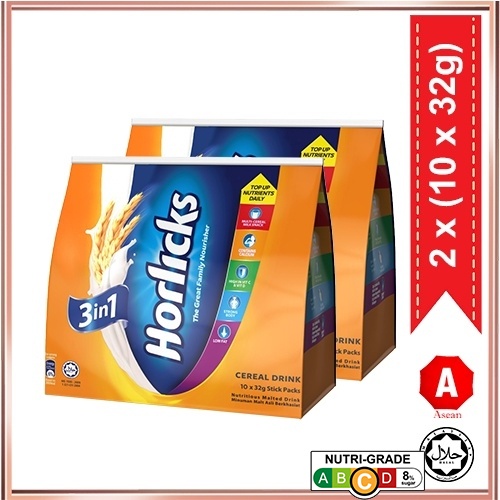 HORLICKS 3 IN 1 INSTANT CEREAL DRINK (10 X28G) X 2 PACKS ASEAN.OS ...