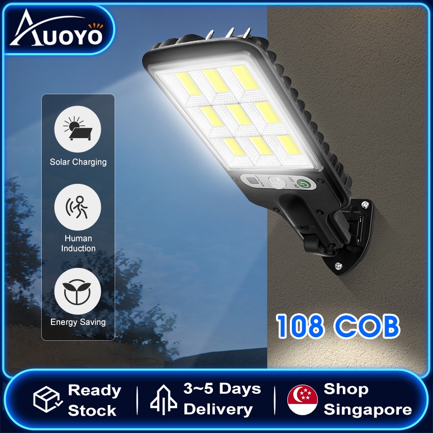 Auoyo Solar Light LED Outdoor Lights 72COB Solar Motion Sensor Flood ...